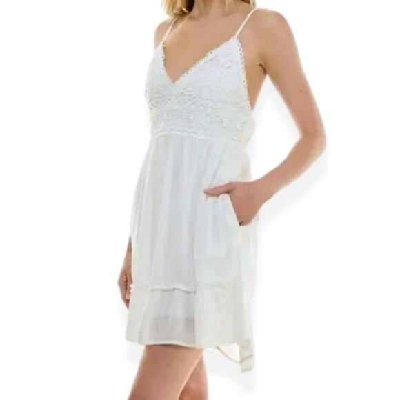 Speechless Mini Skater Dress Crochet Top A-Line Silhouette Ruffled Hem W M NWT - Picture 1 of 9